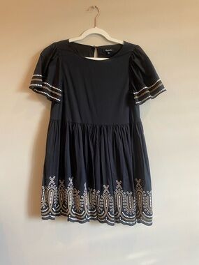 Madewell Embroidered Eyelet Puff Sleeve Baby Doll Dress.